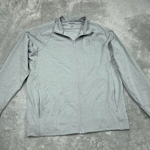 Bench Full-Zip Gray Lightweight Jacket L Urbanwear Textured Logo a0317
